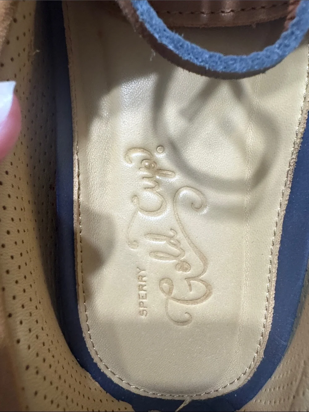 Sperry Gold Cup Brown Leather Boat Shoes with Blue Laces